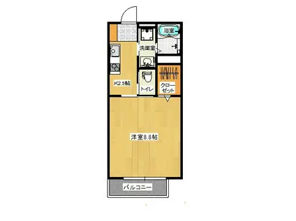 モデラートA・B(1K/1階)の間取り写真