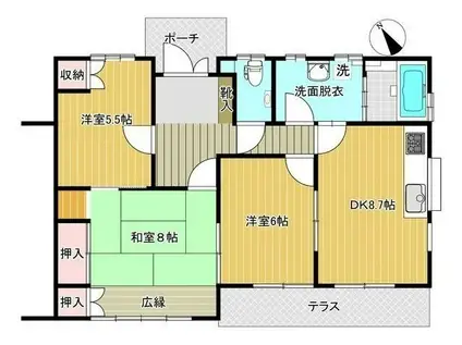 住吉町4丁目戸建1階(3DK/1階)の間取り写真