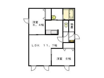 ノヴェル花咲(2LDK/1階)の間取り写真