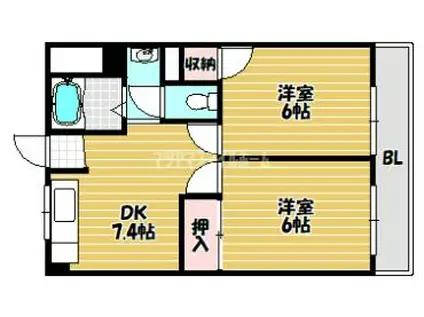 レジデンス東門真(2DK/5階)の間取り写真