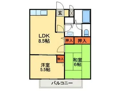 ビラージュ2(2LDK/1階)の間取り写真