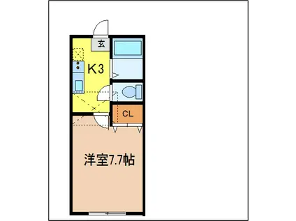 ホワイトキャッスル保春院前II(1K/1階)の間取り写真