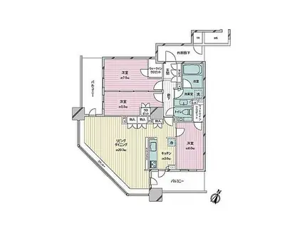 BRILLIA有明 SKY TOWER(3LDK/20階)の間取り写真