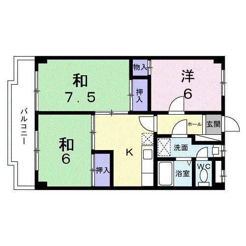 メゾンクレスト(3K/4階)の間取り写真