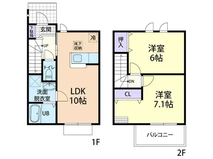 RASSURER(2LDK/1階)の間取り写真
