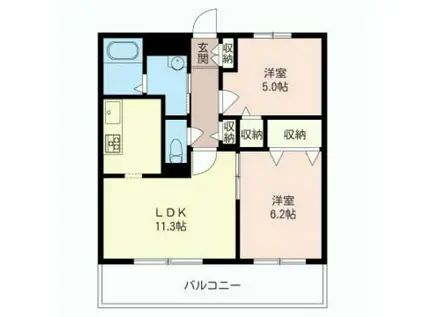 サンボナール(2LDK/2階)の間取り写真