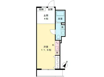 THE MANOR S (ワンルーム/1階)の間取り写真