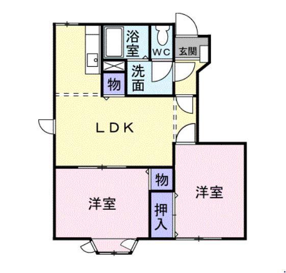カーサA(2LDK/1階)の間取り写真