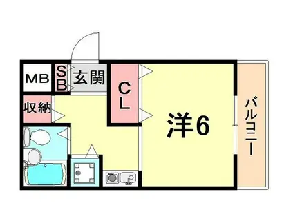 ドムールコスモス甲南町(1K/1階)の間取り写真