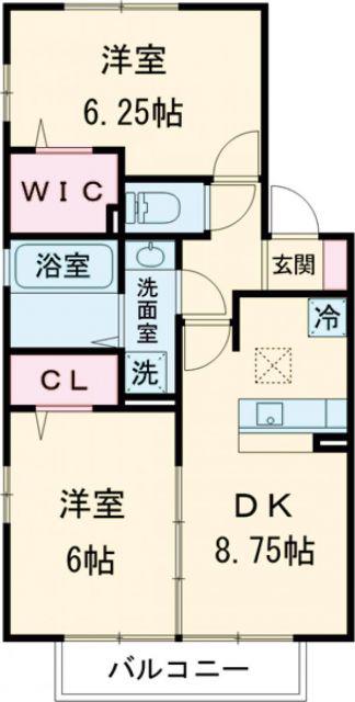 ウィステリアA(2DK/2階)の間取り写真