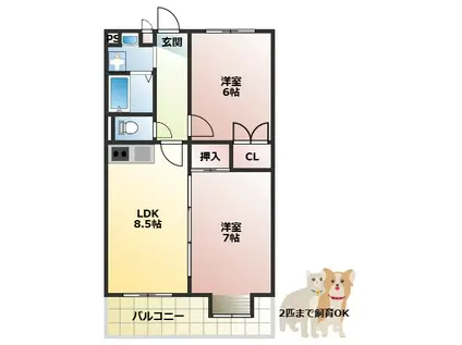 ブランドールMIII(2LDK/4階)の間取り写真