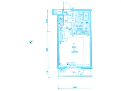GENOVIA墨田八広SKYGARDEN(1K/4階)の間取り写真