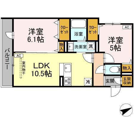 グリーンハウス(2LDK/3階)の間取り写真