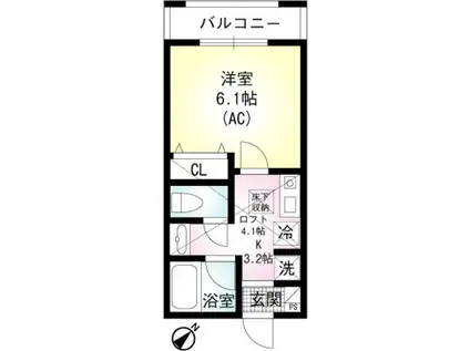 CASA MILAII(1K/1階)の間取り写真