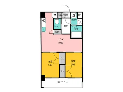 CLUB ORIENT BLD NO.88 MARINAGATE SU(2LDK/5階)の間取り写真