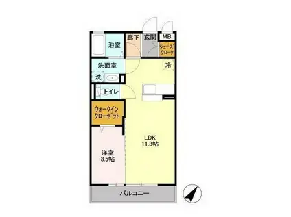 パークドプランタンB(1LDK/1階)の間取り写真