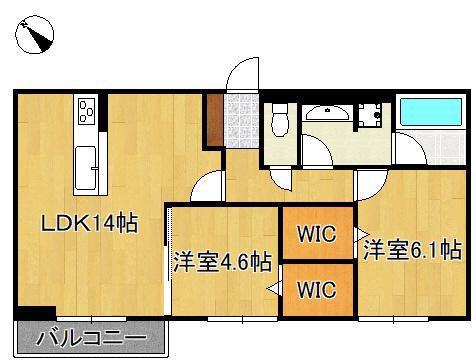 JR筑豊本線 二島駅 徒歩20分 2階建 築1年(2LDK/2階)の間取り写真