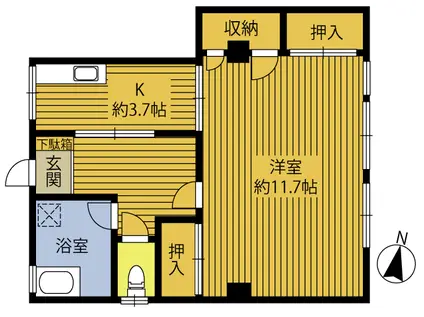 WINDSOR BLD. OITA CHUO(1K/4階)の間取り写真