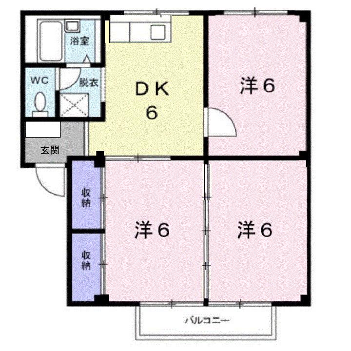 エメラルドハイツ(3DK/2階)の間取り写真