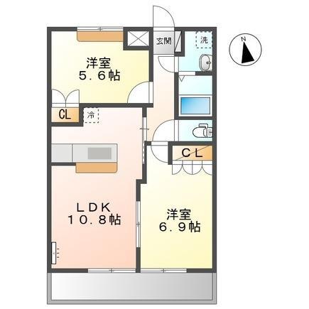 カーサフェリーチェ(2LDK/1階)の間取り写真