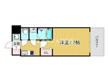 フォーリアライズ弁天町ノビア(1K/9階)の間取り写真