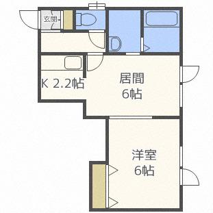 地下鉄南北線 麻生駅 徒歩8分 3階建 築26年(1LDK/2階)の間取り写真