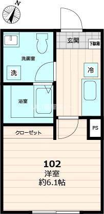 AXIS HANNO(1K/2階)の間取り写真