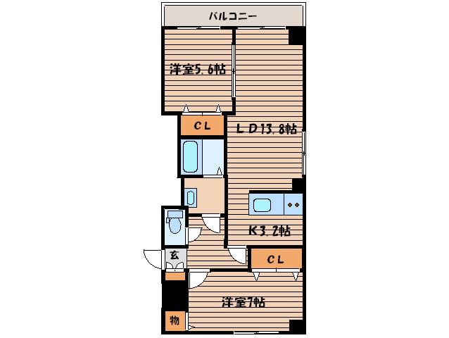 ブリーズN36(2LDK/6階)の間取り写真
