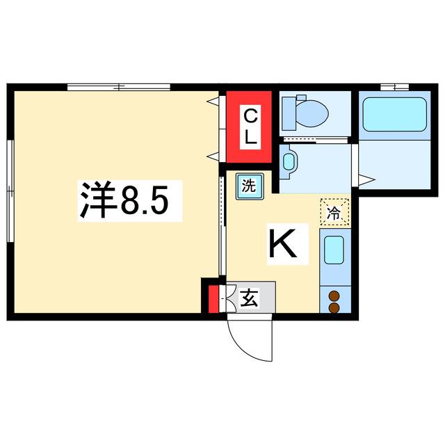 OZAMA I(1K/1階)の間取り写真