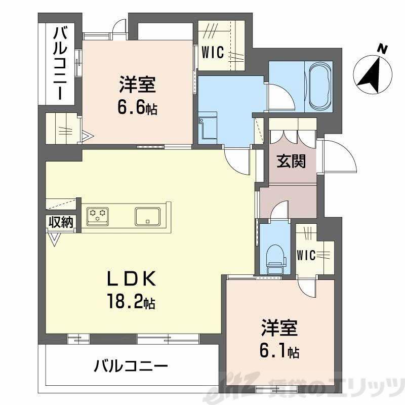 フォレナ山田東(2LDK/3階)の間取り写真