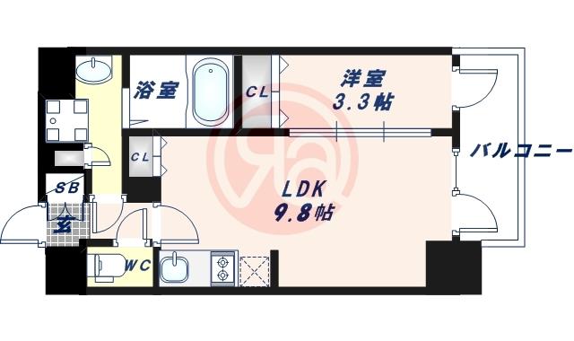 エスリードコート阿倍野昭和町(1LDK/4階)の間取り写真
