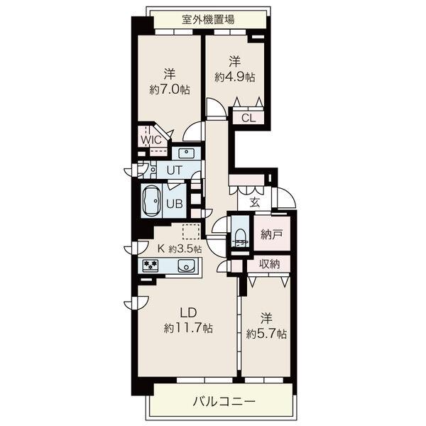 ル・コルヌイエ山鼻(3LDK/4階)の間取り写真