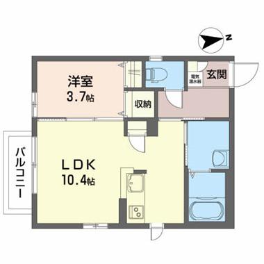 ネオラ城南(1LDK/2階)の間取り写真