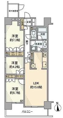 代々木山手パークハウス(3LDK/5階)の間取り写真