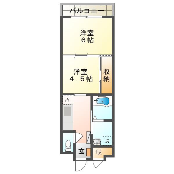 サンビレッジ岩川(2K/7階)の間取り写真