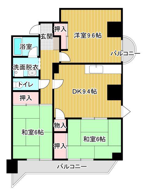 ホリホックイン和田(3DK/5階)の間取り写真