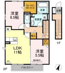 D-ROOM RICO(2LDK/2階)の間取り写真