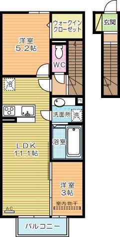 D-ROOM泉台A棟(2LDK/2階)の間取り写真