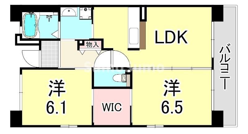 URパークタウン西武庫 9号棟(2LDK/7階)の間取り写真