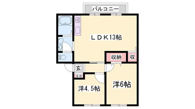 カサベルデ南山I(2LDK/2階)の間取り写真