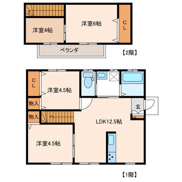 蛭内メゾネット(3LDK/1階)の間取り写真