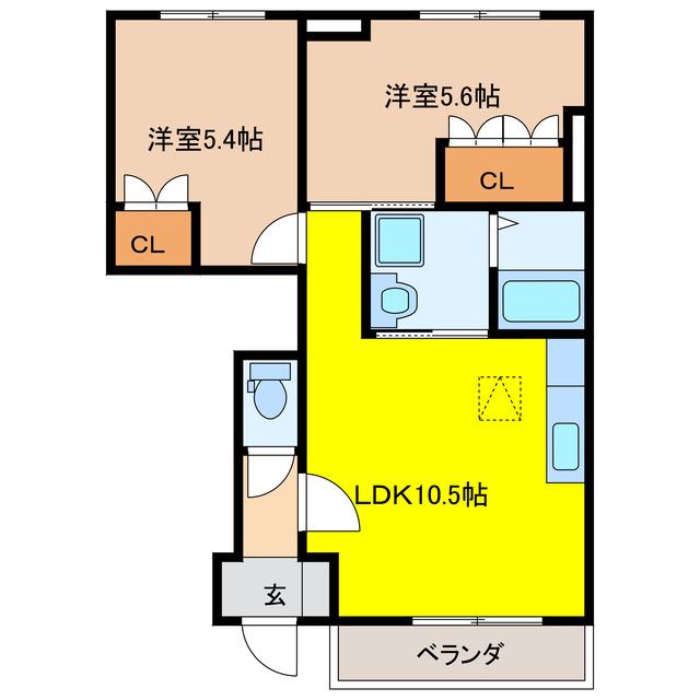 リビングストン(2LDK/1階)の間取り写真