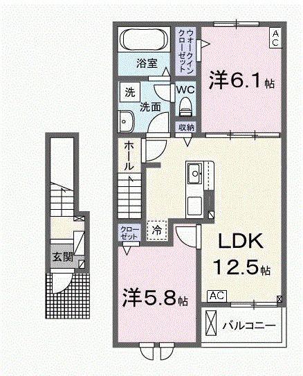 名鉄竹鼻線 不破一色駅 徒歩18分 2階建 新築(2LDK/2階)の間取り写真