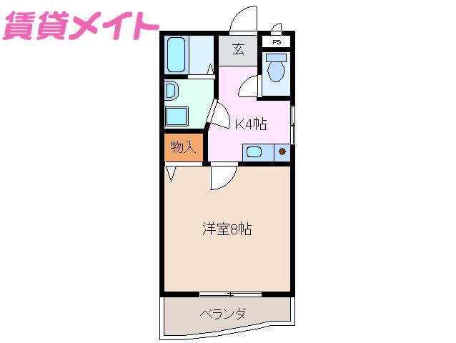 メモリーくす(1K/2階)の間取り写真