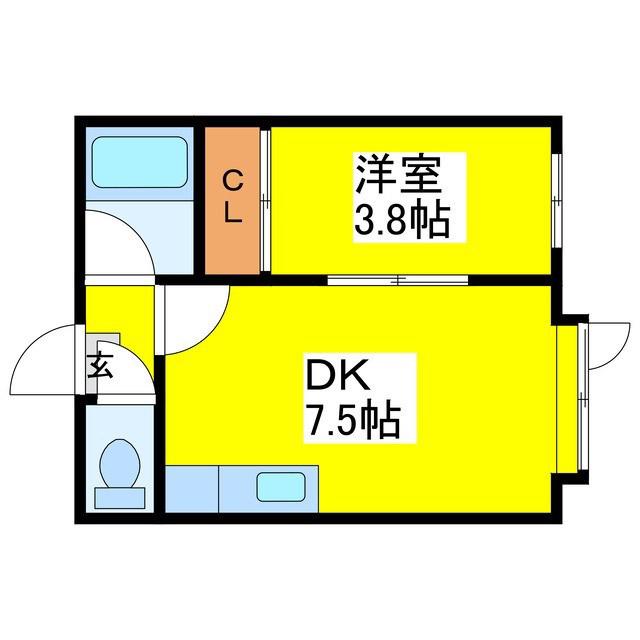 アーバンコート元町II (1DK/2階)の間取り写真