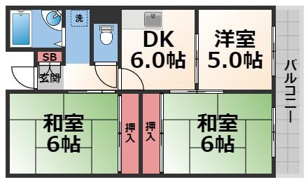 ガーデンハウス(3DK/2階)の間取り写真