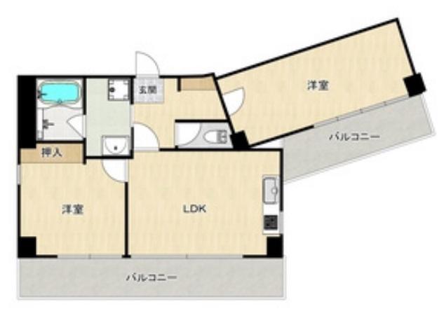 リブウッド大阪城(2LDK/7階)の間取り写真