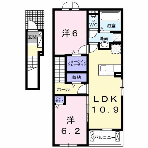 ハーベスト I(2LDK/2階)の間取り写真