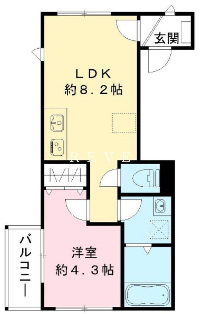 ルガロ西麻布(1LDK/2階)の間取り写真