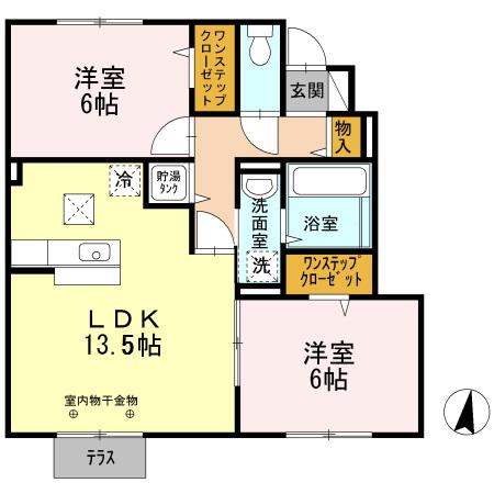 セジュールM・青山西(2LDK/1階)の間取り写真